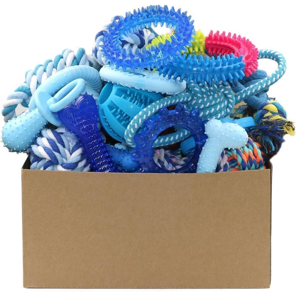 20 Pack Puppy Chew Toys - Blue Dog Teething Toys for Puppies, Puppy Teething Rin